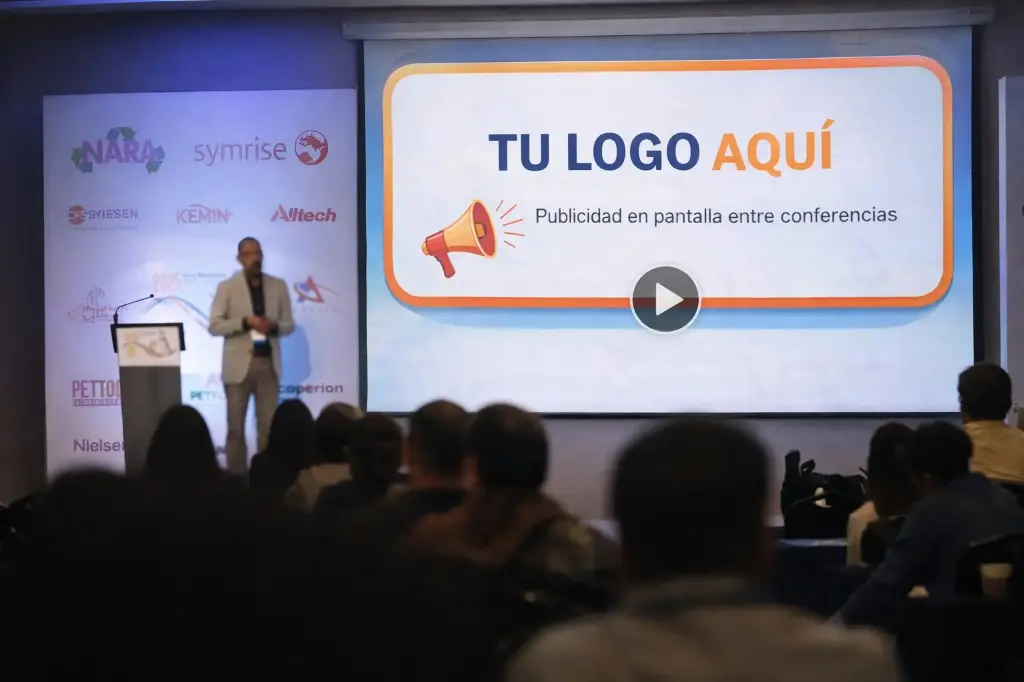 Branding en pantalla exclusiva entre conferencias